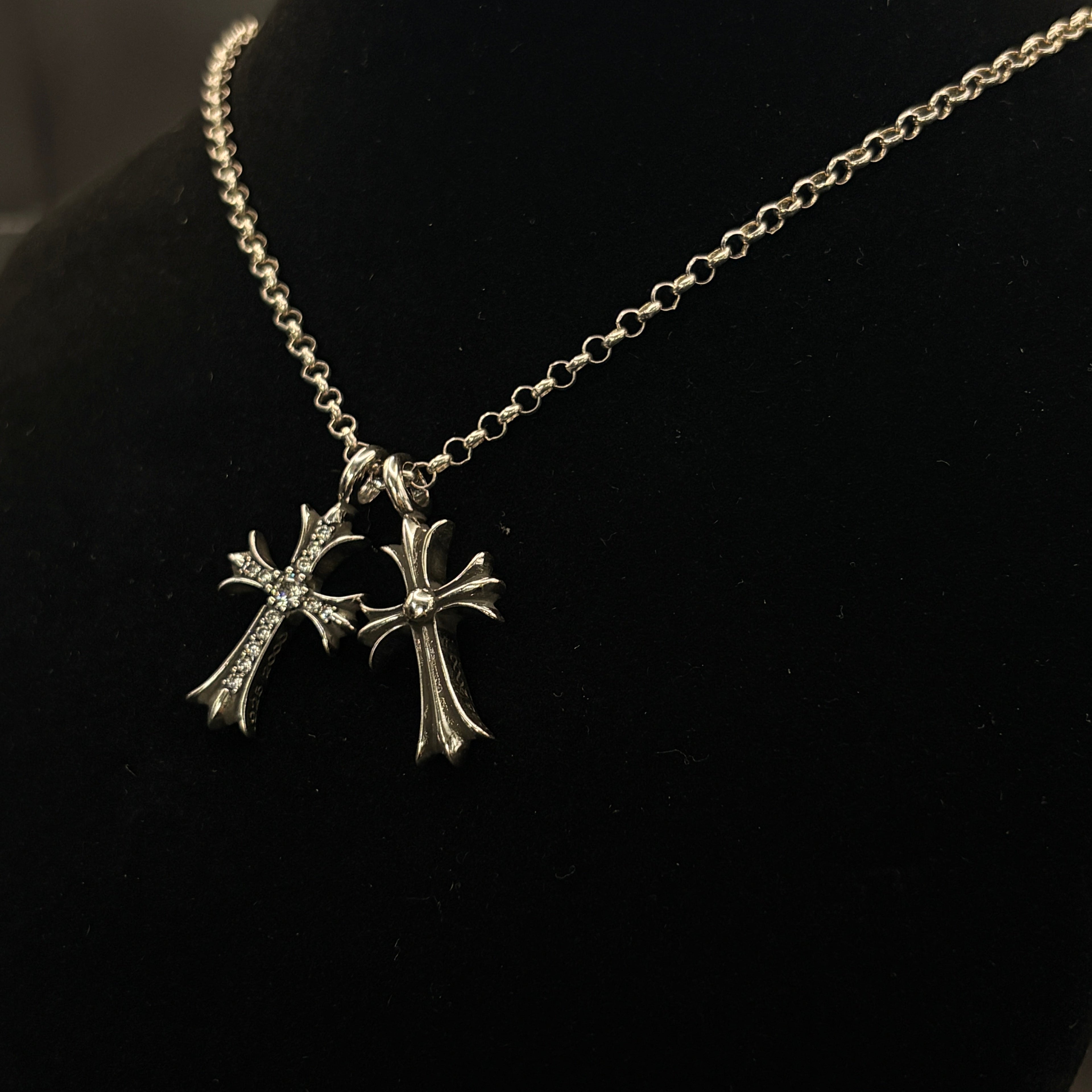 【SL174】Tiny Cross Charm Necklace Silver