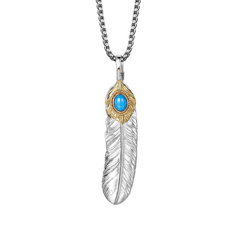 【SL97】Turquoise Feather Necklace