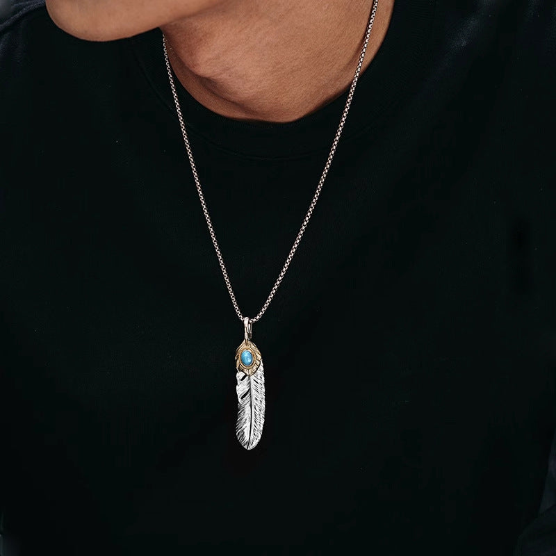 【SL97】Turquoise Feather Necklace