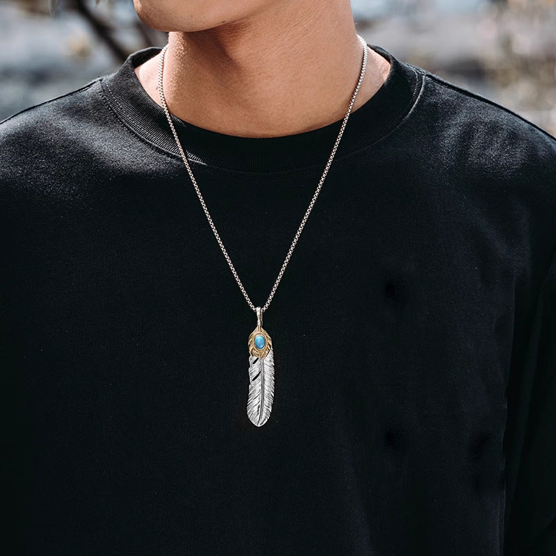 【SL97】Turquoise Feather Necklace